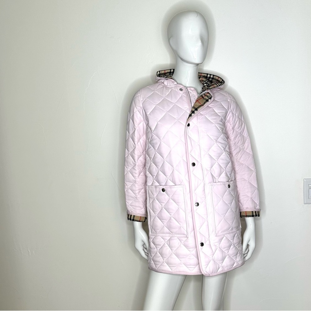 NWT BURBERRY Reilly Quilted Parka Hooded Coat Jacket  Pink 12 Y fits Adult 6